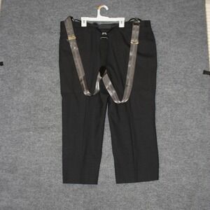 Formal Unbranded Dress Pants Mens 39 Charcoal Gray Pleated Suspenders
